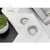 2 Pieces Plain Dyed Velvet Eyelet Curtains-White